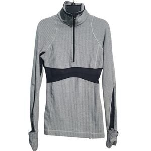 Lululemon Full Tilt Half-Zip Pullover Gray Herringbone Size 2 Luon Reflective